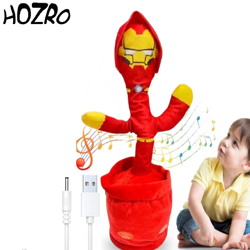 Jucărie Interactivă HOZRO, Cactus Dansator Ironman – Cântă, Dansează și Imita Vocea, cu Lumină și Sunet, 32 cm HOZRO