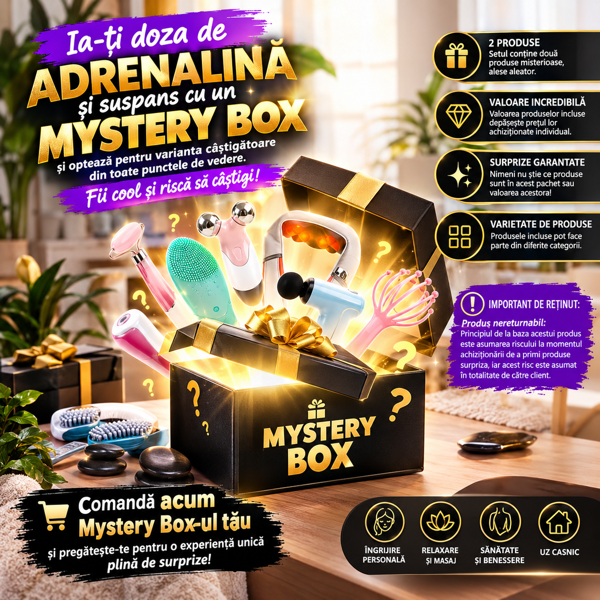🎁 MYSTERY BOX: Doza Ta de Adrenalină și Relaxare Totală! HOZRO