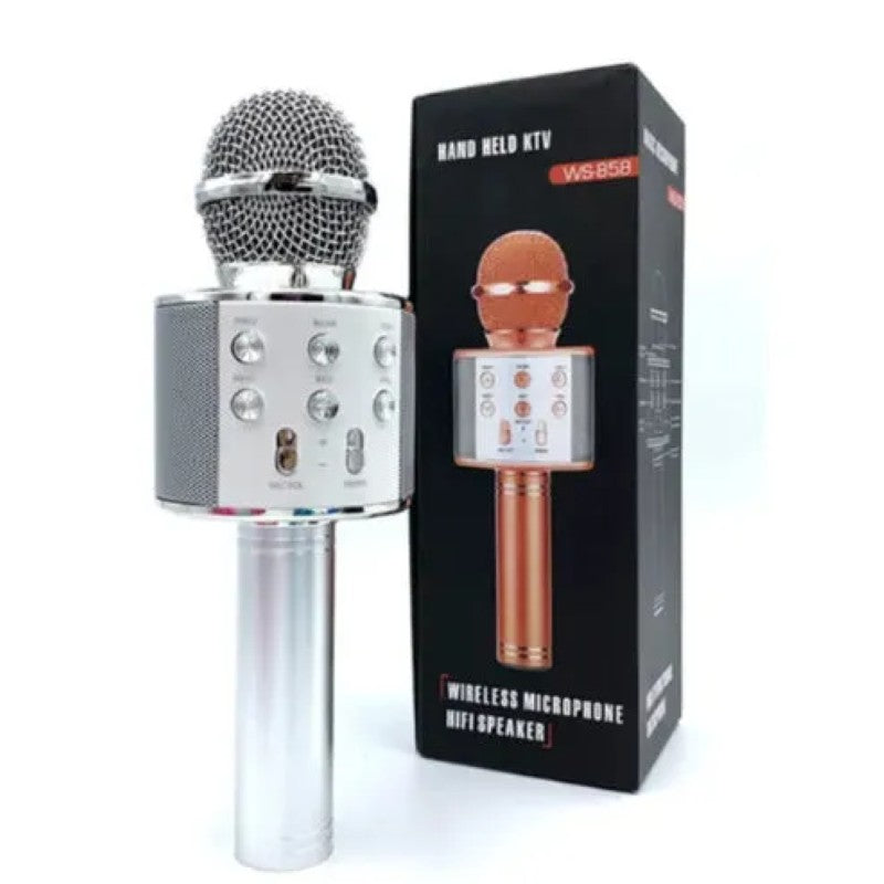Microfon Wireless pentru Karaoke cu Bluetooth, Silver – Distracția începe aici! 🎤 BESTSELLS