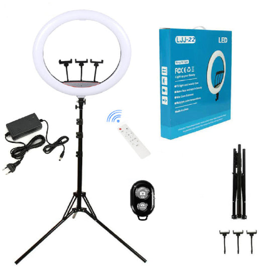 Lampa circulara Ring Light HOZRO, diametru 56cm/22" LED, lumina naturala/rece/calda, conectare USB, reglaj intensitate, suport telefon, Perfectă pentru Orice Situație HOZRO