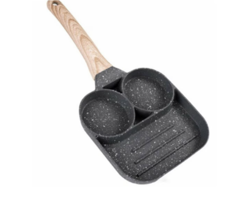 Tigaie Anti-Aderentă HOZRO, cu 2 Compartimente și Mânere din Lemn – Gătește Cu Ușurință și Fără Griji! 🍳✨
