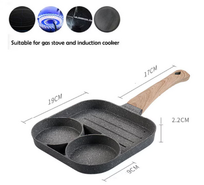 Tigaie Anti-Aderentă HOZRO, cu 2 Compartimente și Mânere din Lemn – Gătește Cu Ușurință și Fără Griji! 🍳✨