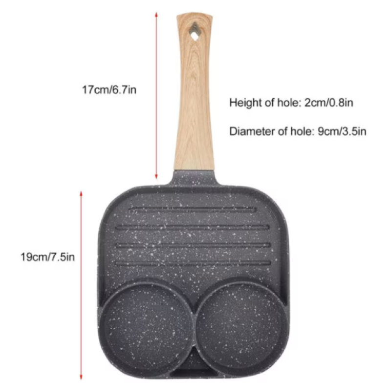 Tigaie Anti-Aderentă HOZRO, cu 2 Compartimente și Mânere din Lemn – Gătește Cu Ușurință și Fără Griji! 🍳✨