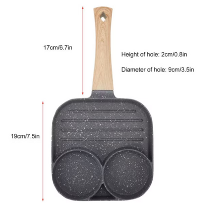 Tigaie Anti-Aderentă HOZRO, cu 2 Compartimente și Mânere din Lemn – Gătește Cu Ușurință și Fără Griji! 🍳✨