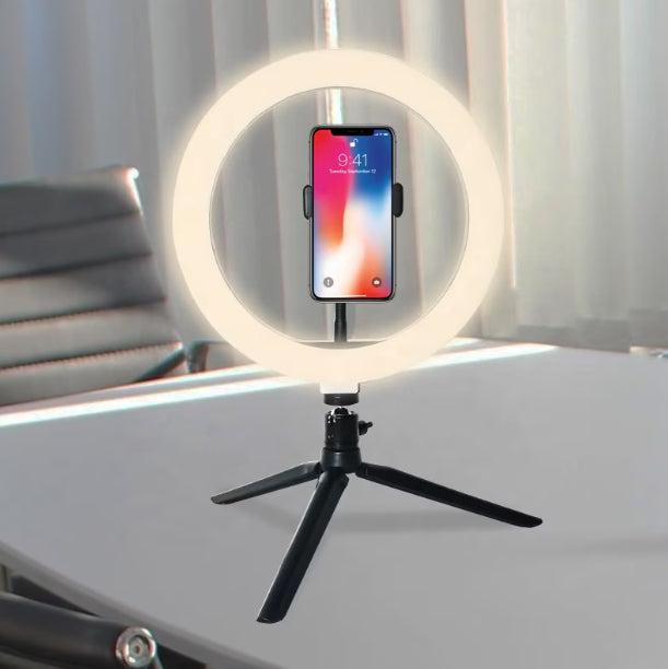 Lampa circulara Ring Light HOZRO, diametru 25.4 cm/ 10'' – Iluminare Versatilă în 3 Trepte, Ideală pentru Foto și Video HOZRO