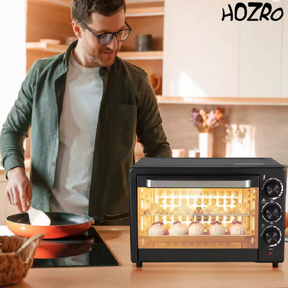 Cuptor Electric Mini HOZRO, Multifuncțional pentru Pizza, Clătite, Patiserie, Fripturi, Prăjituri, Pâine și Toast – Perfect pentru Gătit Acasă, Copt, Prăjit și Grătar, 220V HOZRO