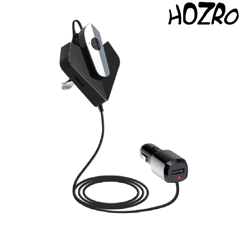 Casca handsfree HOZRO, cu microfon MP3- player, set Car Kit cu dock de incarcare auto, negru HOZRO