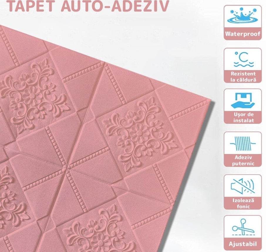 Set Tapet 3D Hozro autoadeziv, Model abstract flori, design modern, foarte usor de montat, Tapet 78 ROZ HOZRO