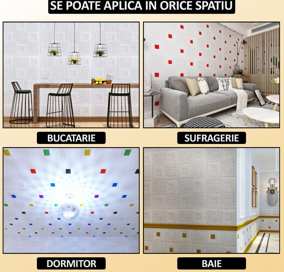 Set Tapet 3D Hozro autoadeziv, Model abstract flori, design modern, foarte usor de montat, Tapet 78 ROZ HOZRO