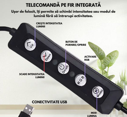 Lampa circulara Ring Light HOZRO, diametru 45cm/18" LED, RGB multicolor, conectare USB, reglaj intensitate, suport telefon, Perfectă pentru Orice Situație HOZRO