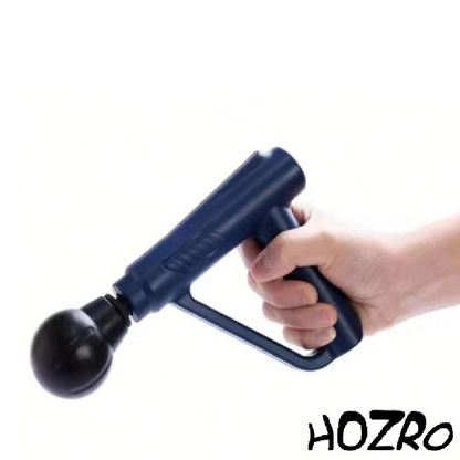 Mini pistol de masaj electric portabil HOZRO, culoare albastră, cu capete interschimbabile și intensitate reglabilă, ideal pentru relaxare musculară, recuperare și eliminarea oboselii HOZRO