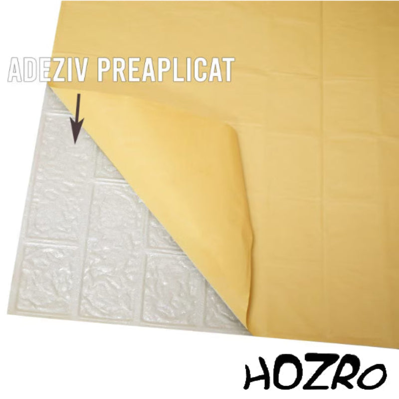 Tapet 3D autoadeziv HOZRO, Model imitatie caramida, design modern, foarte usor de montat, Albastru HOZRO