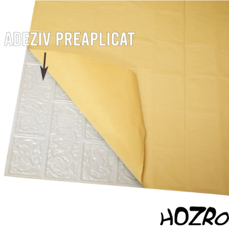 Set 10 x Tapet 3D autoadeziv HOZRO, Model imitatie caramida, acopera o suprafata de 5.39 mp, design modern, foarte usor de montat, Mozaic crem & Bleu HOZRO