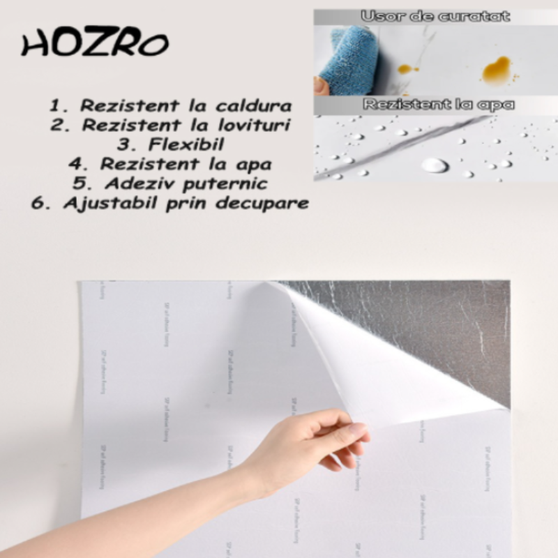 Set 10 x Placi imitatie Marmura autoadezive HOZRO, Model abstract, pentru pereti, acopera o suprafata de 1.8 mp, design modern, foarte usor de montat, MN01 HOZRO