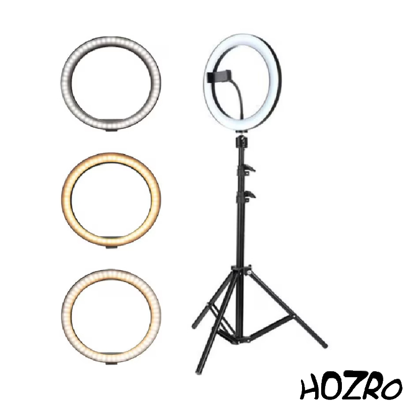 Lampa circulara Ring Light, diametru 30cm/12inch LED, lumina naturala/rece/calda, conectare USB, reglaj intensitate, suport telefon, Perfectă pentru Orice Situație HOZRO
