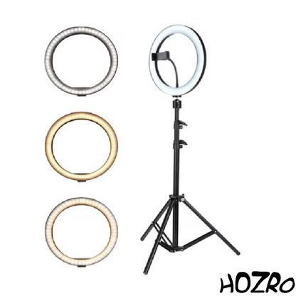 Lampa circulara Ring Light, diametru 30cm/12inch LED, lumina naturala/rece/calda, conectare USB, reglaj intensitate, suport telefon, Perfectă pentru Orice Situație HOZRO