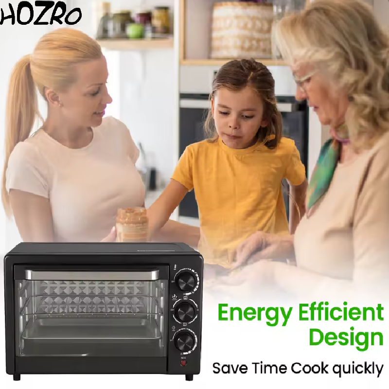 Cuptor Electric Mini HOZRO, Multifuncțional pentru Pizza, Clătite, Patiserie, Fripturi, Prăjituri, Pâine și Toast – Perfect pentru Gătit Acasă, Copt, Prăjit și Grătar, 220V HOZRO