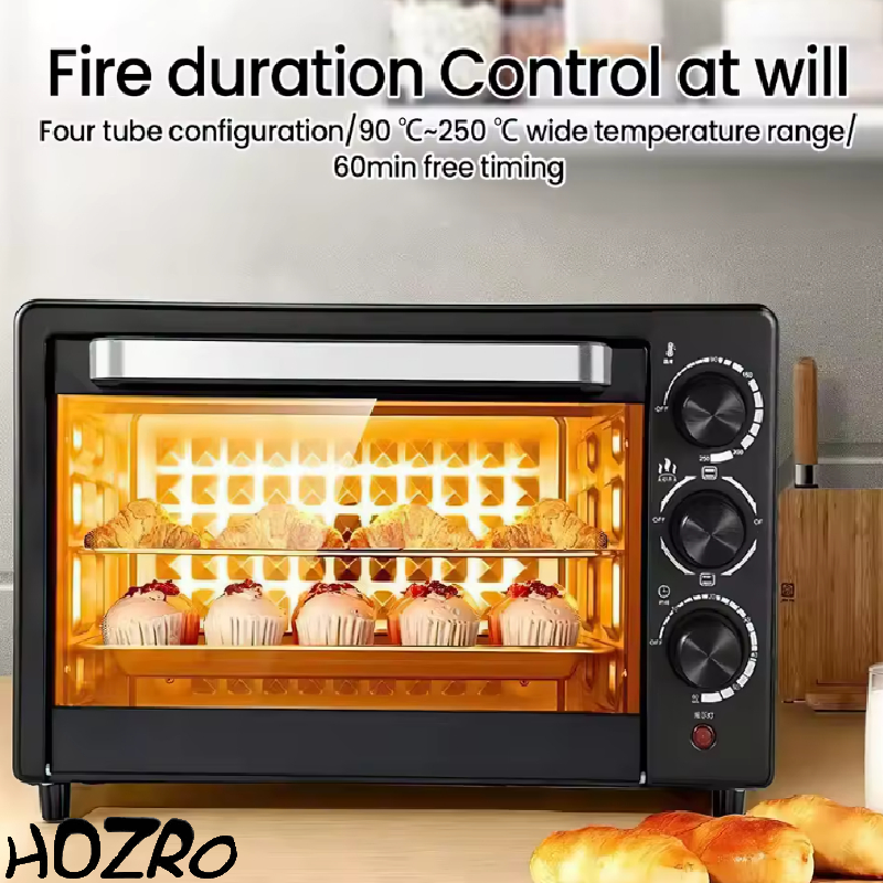 Cuptor Electric Mini HOZRO, Multifuncțional pentru Pizza, Clătite, Patiserie, Fripturi, Prăjituri, Pâine și Toast – Perfect pentru Gătit Acasă, Copt, Prăjit și Grătar, 220V HOZRO