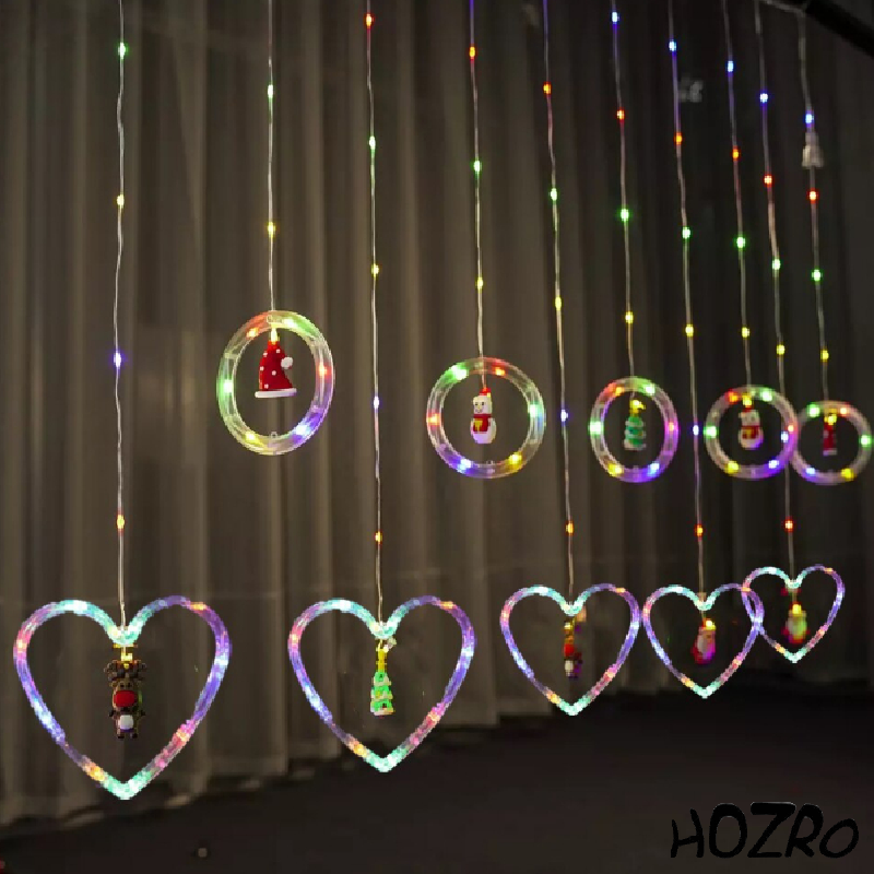 Set Decorativ HOZRO, cu 10 Inele Suspendate și Inimă, Lățime 3 Metri – Ghirlandă Luminoasă Romantică pentru Nuntă, Valentine’s Day, Crăciun și Petreceri HOZRO