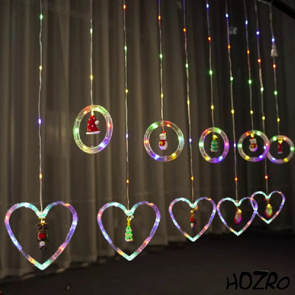 Set Decorativ HOZRO, cu 10 Inele Suspendate și Inimă, Lățime 3 Metri – Ghirlandă Luminoasă Romantică pentru Nuntă, Valentine’s Day, Crăciun și Petreceri HOZRO