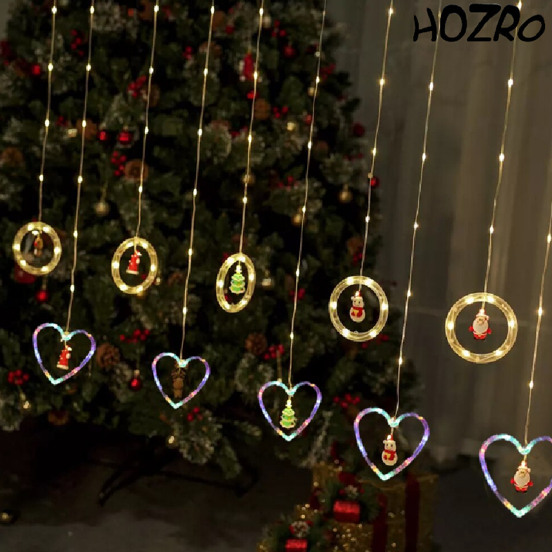 Set Decorativ HOZRO, cu 10 Inele Suspendate și Inimă, Lățime 3 Metri – Ghirlandă Luminoasă Romantică pentru Nuntă, Valentine’s Day, Crăciun și Petreceri HOZRO