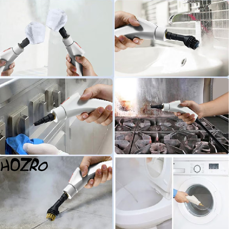 Steam Cleaner Alb HOZRO,  Aparat de Curățat cu Aburi, Portabil și Eficient pentru Igienizare Fără Detergenți HOZRO