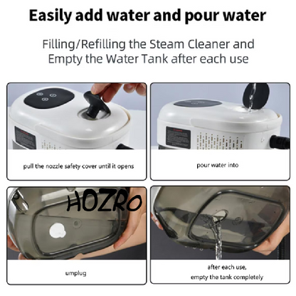 Steam Cleaner Alb HOZRO,  Aparat de Curățat cu Aburi, Portabil și Eficient pentru Igienizare Fără Detergenți HOZRO