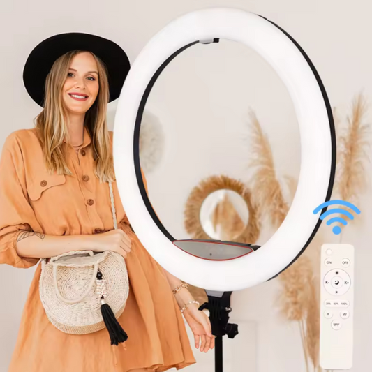 Lampa circulara Ring Light HOZRO, diametru 56cm/22" LED, lumina naturala/rece/calda, conectare USB, reglaj intensitate, suport telefon, Perfectă pentru Orice Situație HOZRO