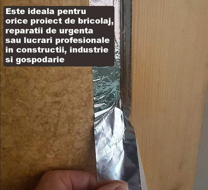 Banda adeziva Hozro, Rezistenta UV, Impermeabila, 10 m,Pentru Izolatii si Reparatii, Rezistenta la Umiditate si Temperatura, Uz General, Argintiu BESTSELLS