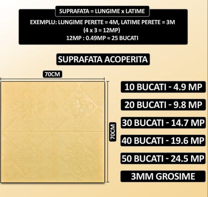 Set Tapet 3D Hozro autoadeziv, Model abstract flori, design modern, foarte usor de montat, Tapet 77 GALBEN HOZRO