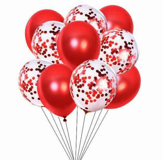 Set 15 baloane din latex confetii, Hozro®, diverse culori, 25 cm, Accesorii Elegante pentru Petreceri, Nuntă sau Evenimente Tematice, Material Rezistent HOZRO