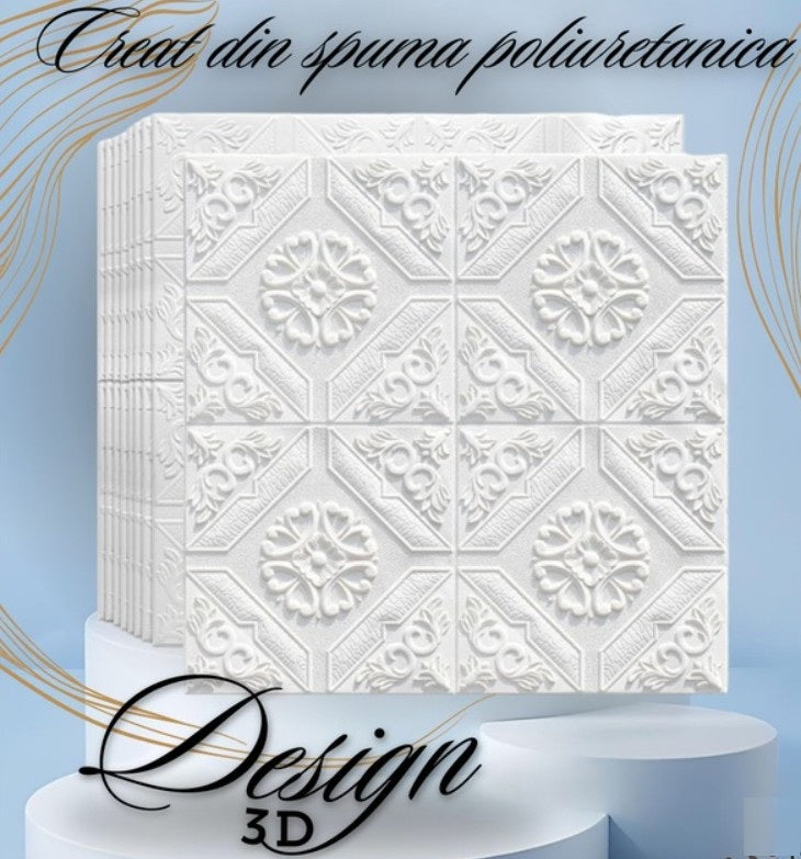Set Tapet 3D Hozro autoadeziv, Model abstract, design modern, foarte usor de montat, Tapet 9 Alb HOZRO