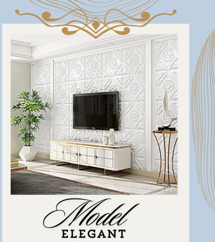 Set Tapet 3D Hozro autoadeziv, Model abstract, design modern, foarte usor de montat, Tapet 9 Alb HOZRO
