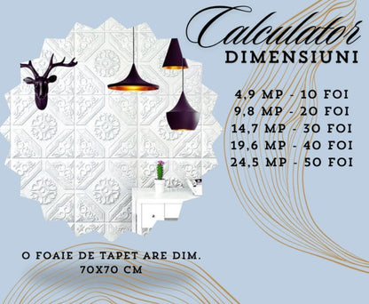 Set Tapet 3D Hozro autoadeziv, Model abstract, design modern, foarte usor de montat, Tapet 9 Alb HOZRO