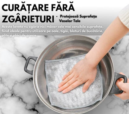 Pachet Premium pentru Curățare Eficientă: Set 2 Mănuși Abrazive Multifuncționale Hozro + Set 5 Lavete din Sârmă Argintie HOZRO