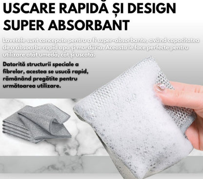 Pachet Premium pentru Curățare Eficientă: Set 2 Mănuși Abrazive Multifuncționale Hozro + Set 5 Lavete din Sârmă Argintie HOZRO