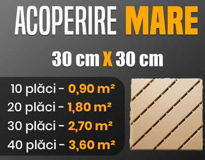 Pavaj pentru Terasă HOZRO, din plastic cu imitatie Lemn cu Sistem Interlocking, Dimensiune 30 × 30 cm – Plăci de Pardoseală pentru Exterior, Impermeabile și Rezistente la Intemperii, Culoare Maro, V0605-13 HOZRO