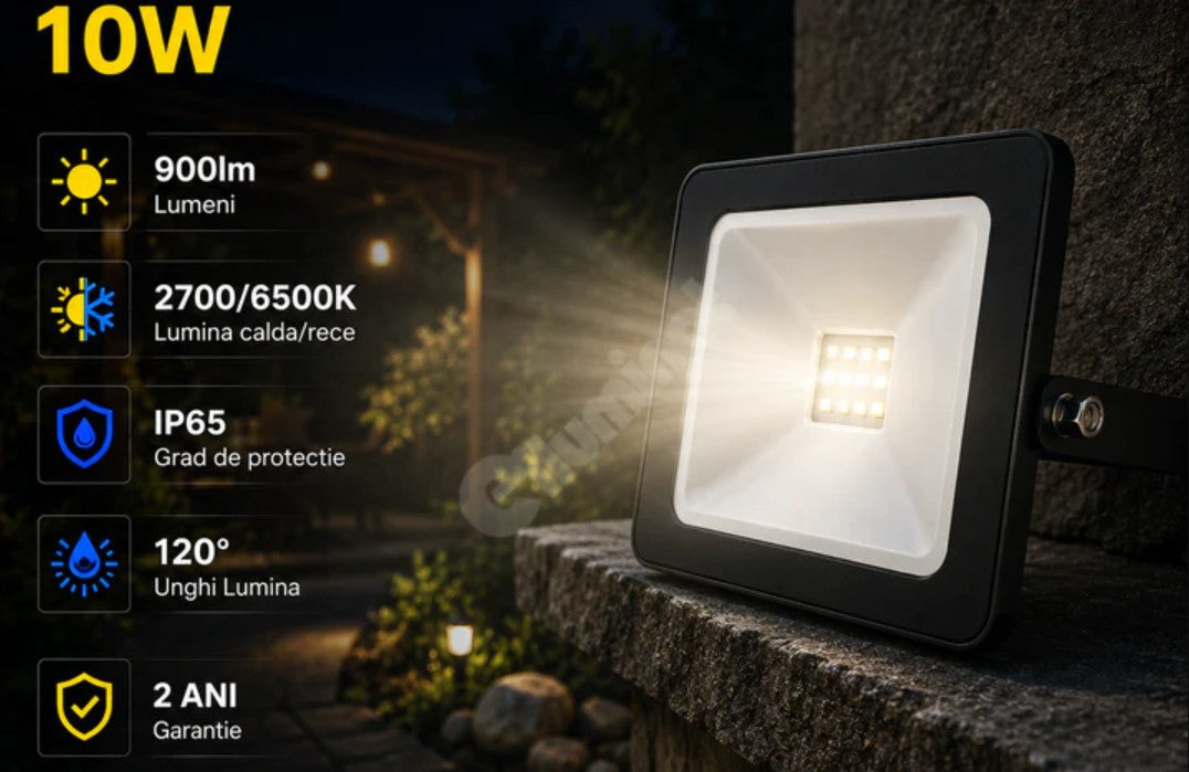 Proiector Led SMD Hozro, 10W, 6000K, lumina rece HOZRO