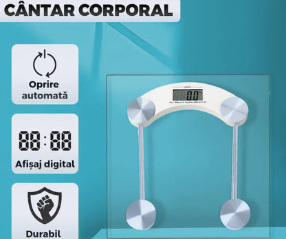HOZRO fürdőszobai mérleg, kerek, 2003A modell – Modern és elegáns design, biztonsági üveg platform, digitális LCD kijelző, automatikus kikapcsolás funkció és akár 180 kg kapacitás