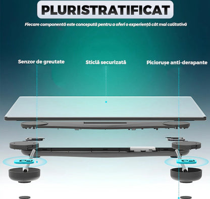 Cântar de Baie, Electronic Corporal HOZRO®, afisaj digital, precizie ridicata, senzori de greutate, conversie la unitate, capacitate de 150 kg, transparent HOZRO