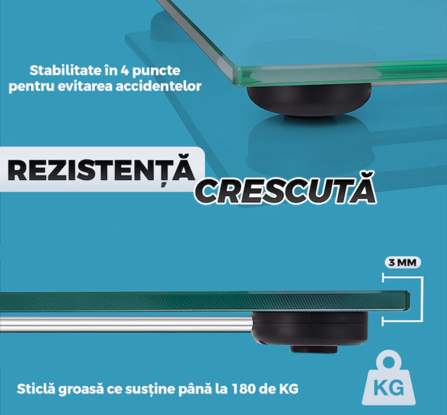 Cântar de Baie, Electronic Corporal HOZRO®, afisaj digital, precizie ridicata, senzori de greutate, conversie la unitate, capacitate de 150 kg, transparent HOZRO