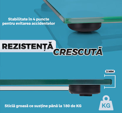 Cântar de Baie, Electronic Corporal HOZRO®, afisaj digital, precizie ridicata, senzori de greutate, conversie la unitate, capacitate de 150 kg, transparent HOZRO