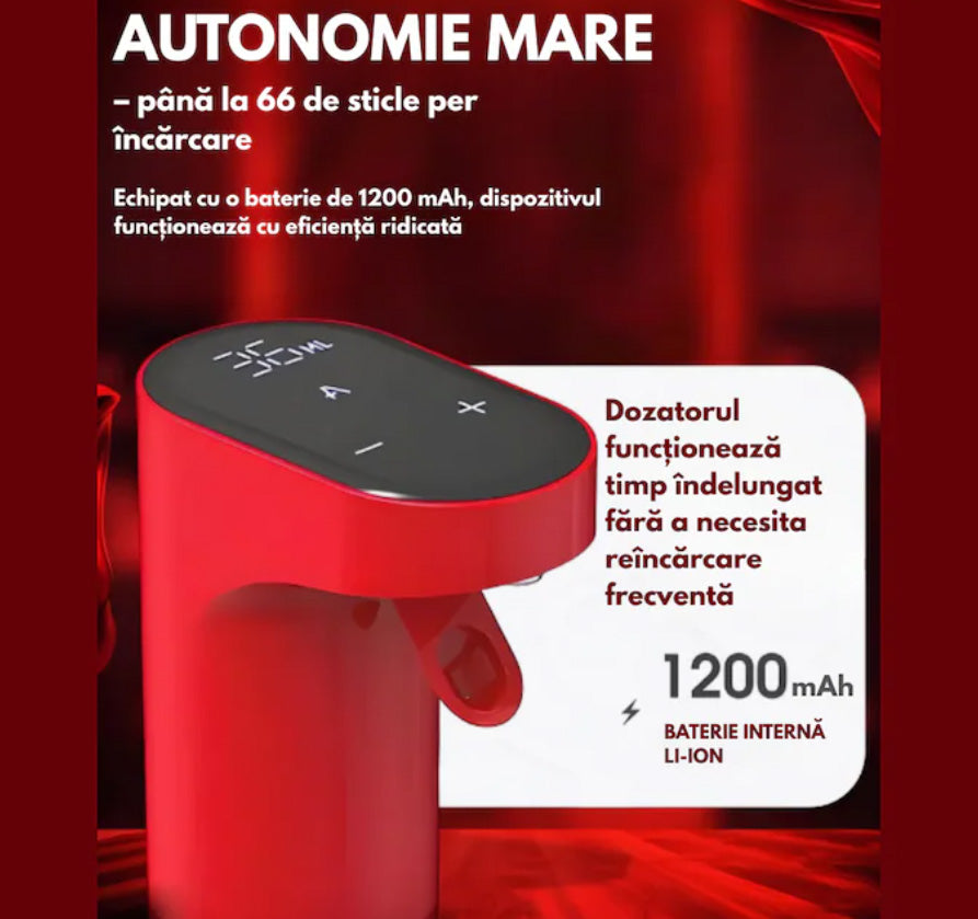 Dozator electric pentru vin si alte lichide Hozro®,  cu dozare automata ecran tactil si incarcare USB Type-C, Rosu BESTSELLS