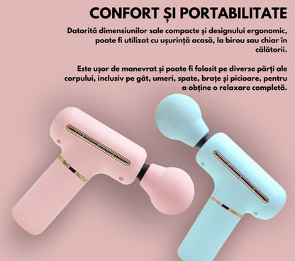 Aparat de masaj HOZRO®, cu tip de actionare prin vibratii, pentru dureri musculare si reumatism, albastru HOZRO