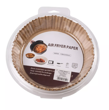 Set 50 bucati hartie de copt, Unica folosinta, Pentru air fryer, Maro, Rotunde BESTSELLS