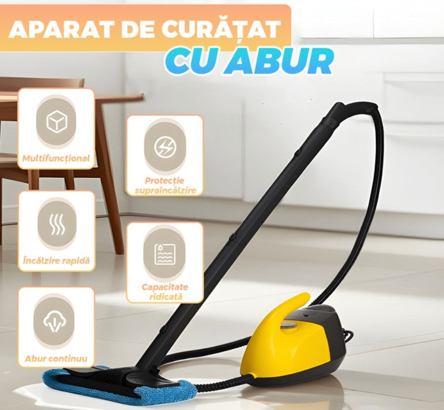 🧼Aparat de Curățat cu Abur Hozro DF-A968, 1800W, Multifuncțional, Reglare Abur, Funcție Detergent, Anti-Calc, 220-240V HOZRO