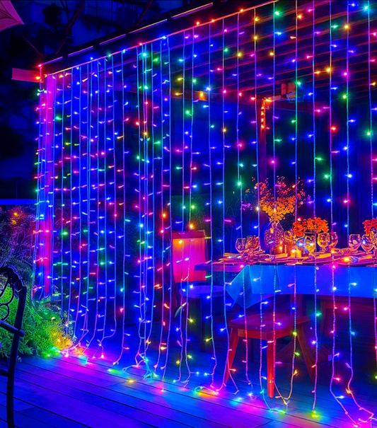 Instalatie Craciun HOZRO, Tip Perdea, 3mx3 m, 320LED-uri,8 Jocuri de Lumini, Interconectabila,Multicolor HOZRO