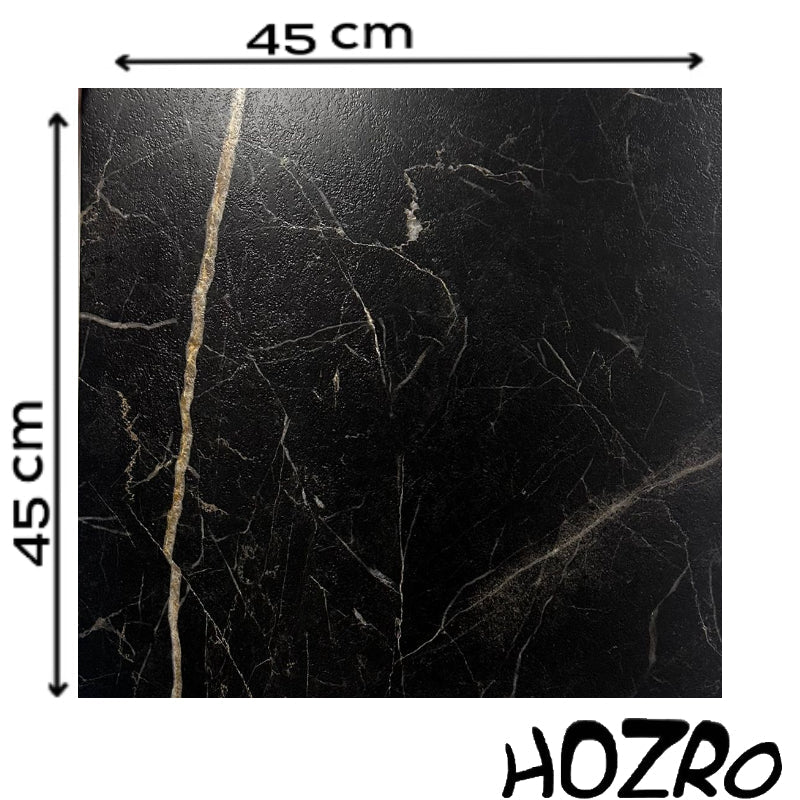 Set 10 x Placi PVC Autoadezive HOZRO, Pentru Podea, Stil Marmura, Grosime 1.4 mm, Culoare Negru/Auriu, Acopera 2.02 mp, Model ALM 2-7 – Rezistente si Usor de Montat HOZRO