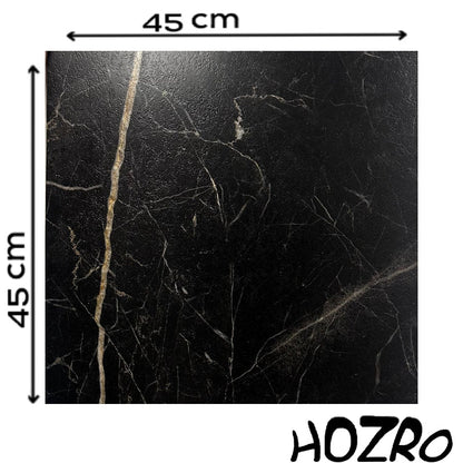 Set 10 x Placi PVC Autoadezive HOZRO, Pentru Podea, Stil Marmura, Grosime 1.4 mm, Culoare Negru/Auriu, Acopera 2.02 mp, Model ALM 2-7 – Rezistente si Usor de Montat HOZRO