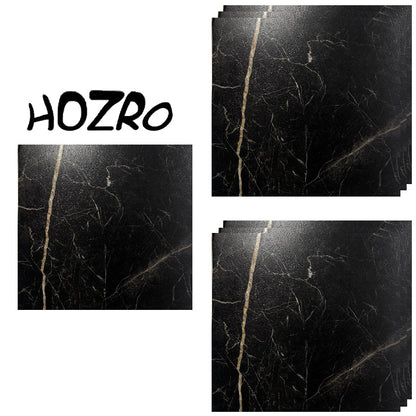 Set 10 x Placi PVC Autoadezive HOZRO, Pentru Podea, Stil Marmura, Grosime 1.4 mm, Culoare Negru/Auriu, Acopera 2.02 mp, Model ALM 2-7 – Rezistente si Usor de Montat HOZRO